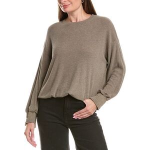 Michael Stars Womens  Tia Ribbed Crewneck Sweatshirt, Blue